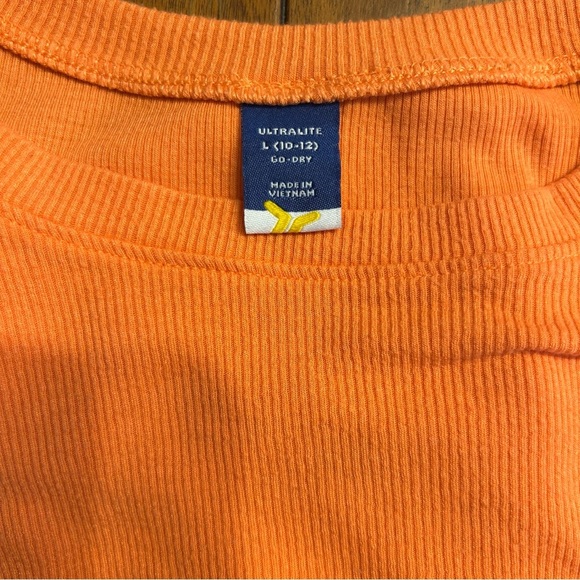 Old Navy Active Girls Orange Outfit, Sz L 10/12 High-Rise Bike Shorts Ribbed Tee - Picture 11 of 12